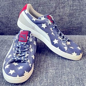 Puma Americana Suede Sneakers Men's Size 11 Red White Blue Flag Pattern